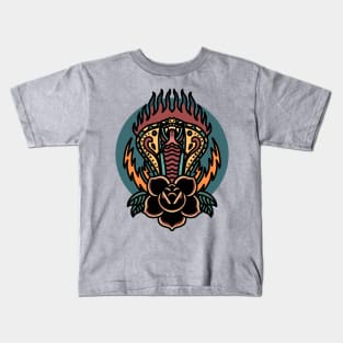 flaming cobra tattoo t-shirt Kids T-Shirt